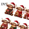 Healing Atmosphere Hanging Ornaments Highland Cow Christmas Ornament Set, 2D Flat Wooden Tree Accessories Decor with String, Holiday Party Decoration