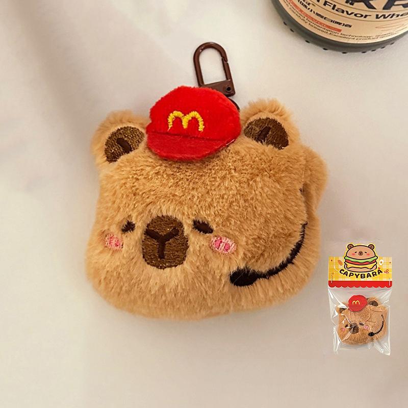 

Creative Hamburger Fried Chicken Capybara Keychain Cute Cartoon Food Keyring Lovely Plush Keychains Bag Pendant Couple Gifts