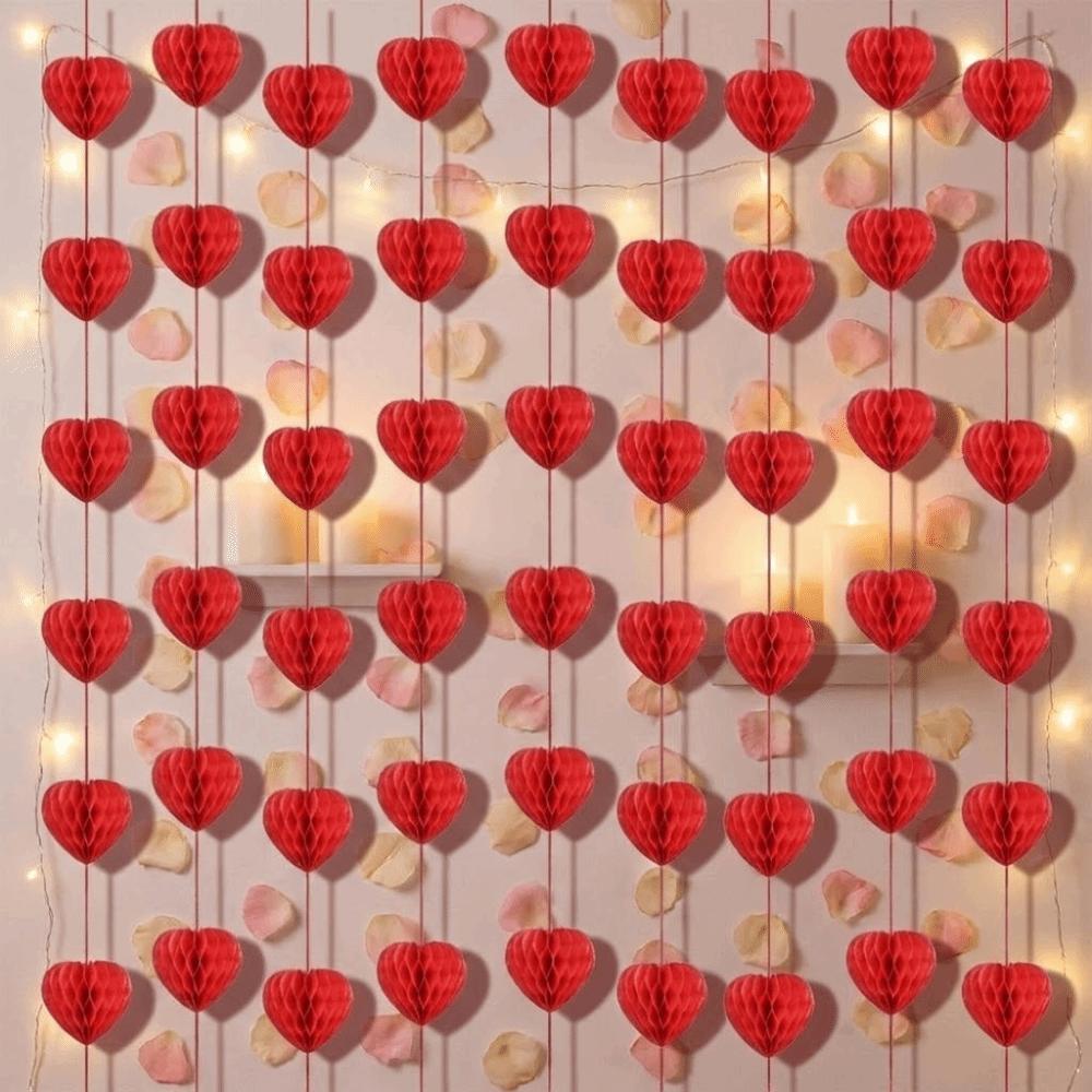 1.5m Heart Honeycomb Ball String Stereoscopic Valentines Day Decoration Lantern  Bridal Shower