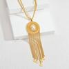 Atoztide Bohemian Pendant Necklace for Women Stainless Steel Trendy Imitation Pearl Tassel Sweater Chain Christmas Jewelry Gift