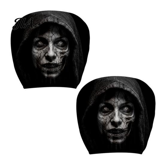 Anti-fouling Car Seat Protectors 2Pcs Ghost Face Headrest Covers, Halloween Horror Decorations, Easy Installation Sleeves Universal Fit Washable