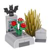 Halloween Scene Building Blocks MOC Cemetery Tombstone Mouse Pumpkin Car Vampire Throne Fireplace Bat Light Candle Toy Gift A040