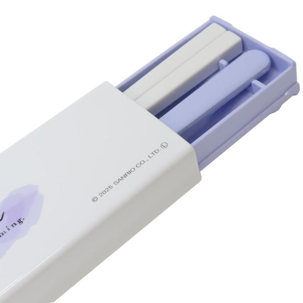 Kamio Japan Kuromi Twin Set, Sliding Chopsticks, Portable Bento Chopsticks, Eco-Friendly, Portable Spoon, 053051