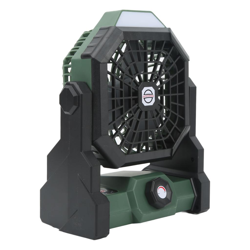 Outdoor Camping Fan ABS Stepless Lighting Portable 7800mah 5V Rechargeable Light for Traveling Black and Green