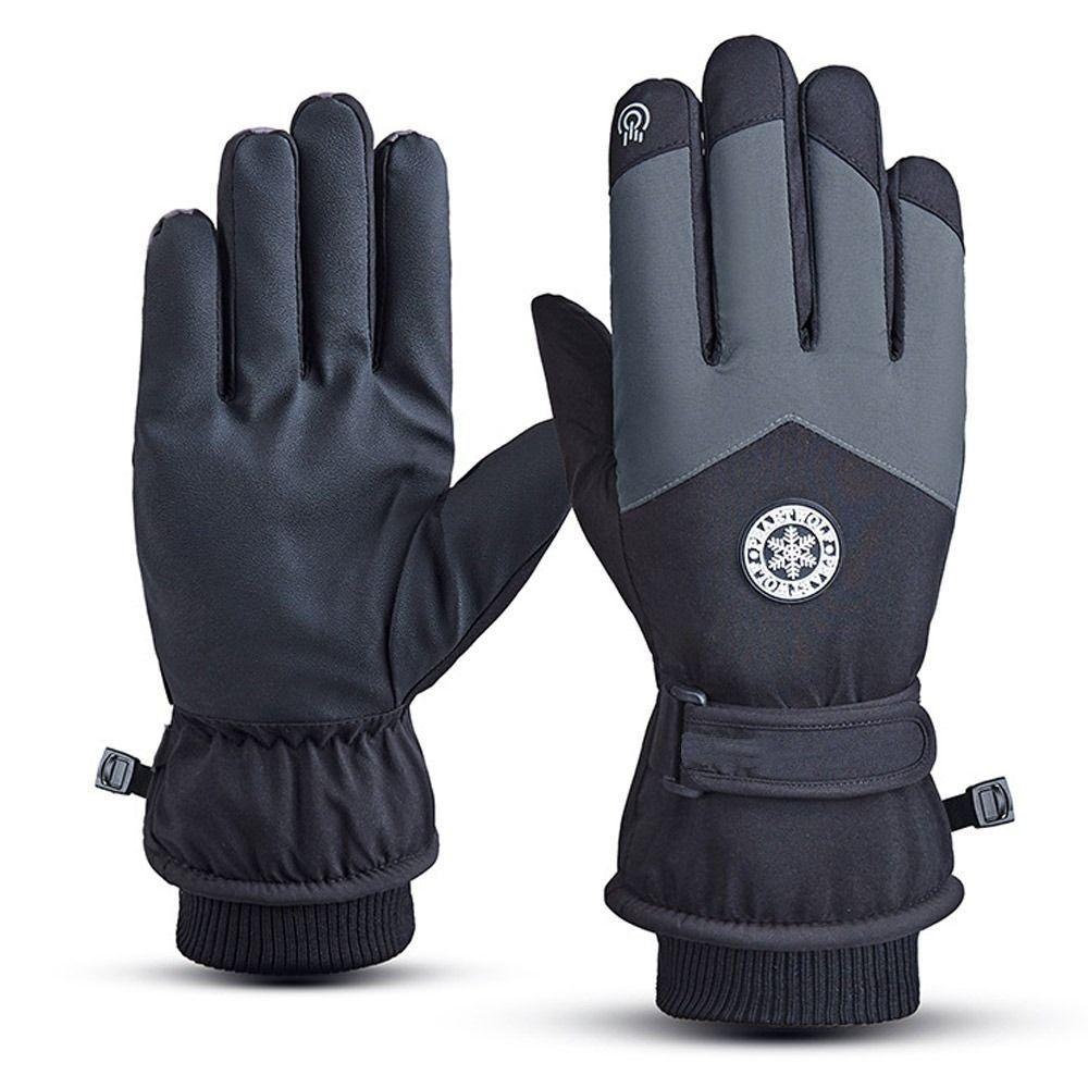 Waterproof Touch Screen Winter Fleece Riding Gloves PU Leather Ski Gloves Snow Gloves