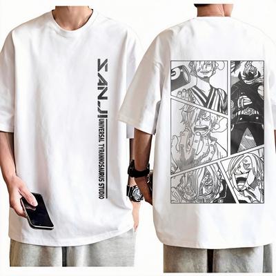 One Piece Sabo T-shirt Unisex Vintage Anime Grafische Print Ronde Hals Puur Katoen Casual High Street Mode Tops Voor Mannen Vrouwen