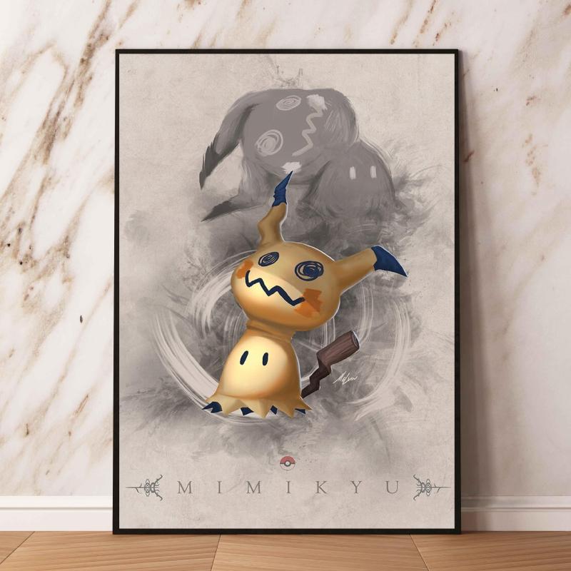Pokemon Gyarados and Koi Leaping Dragon Gate Decorative Painting Traditional Art - Style Mural Unique Gift for Anime Lovers