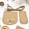 1 Set Handmade PU Leather Crochet Shoulder Bag Accessories Kits, Including Bag Strap, Bag Bottoms and Sheets, Khaki, 600~1250mm