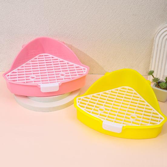 Yousheng Small Pet Toilet High Fence Detachable Hollow Platform Easy Cleaning Rabbit Litter Pan Animal Potty Trainer Bunnies Corner Toilet Box Ferret