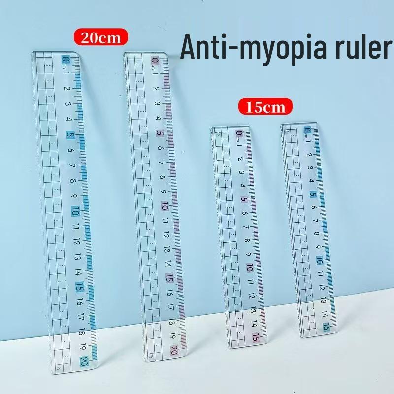 15cm Anti-Myopia Straight Ruler & 20cm Wavy Drawing Ruler Set for Students 15cm
