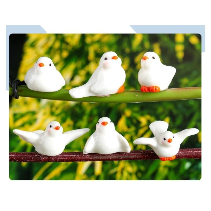 Cartoon Little White Dove Micro Landscape Succulent Plants DIY Horticultural Resin Crafts Ornament