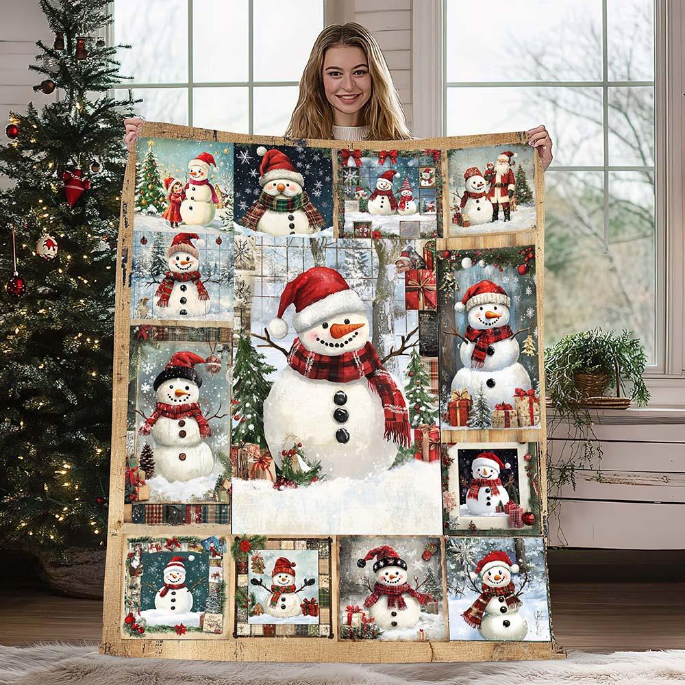 

Retro Christmas Checkered Pattern Printed Blanket for Sofa Bed Travel Camping Living Room Office Conditioning Blanket 30x40in