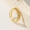 Golden Plated Double-Band Open Adjustable Floral Ring with Synthetic Zircon for Women Elegant Statement Jewelry Gift