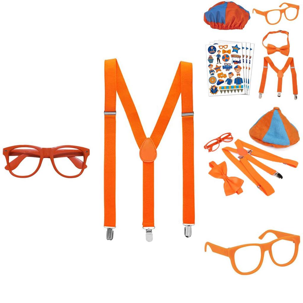 Authentic Blippi Role Play Set With Clip-on Bow Tie Glasses And Soft Cloth Hat