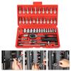 46pcs Car Repair Tool Set Featuring 1/4 Inch Socket Ratchet Torque Wrench and Multi-Purpose Tools Kit for Auto Maintenance