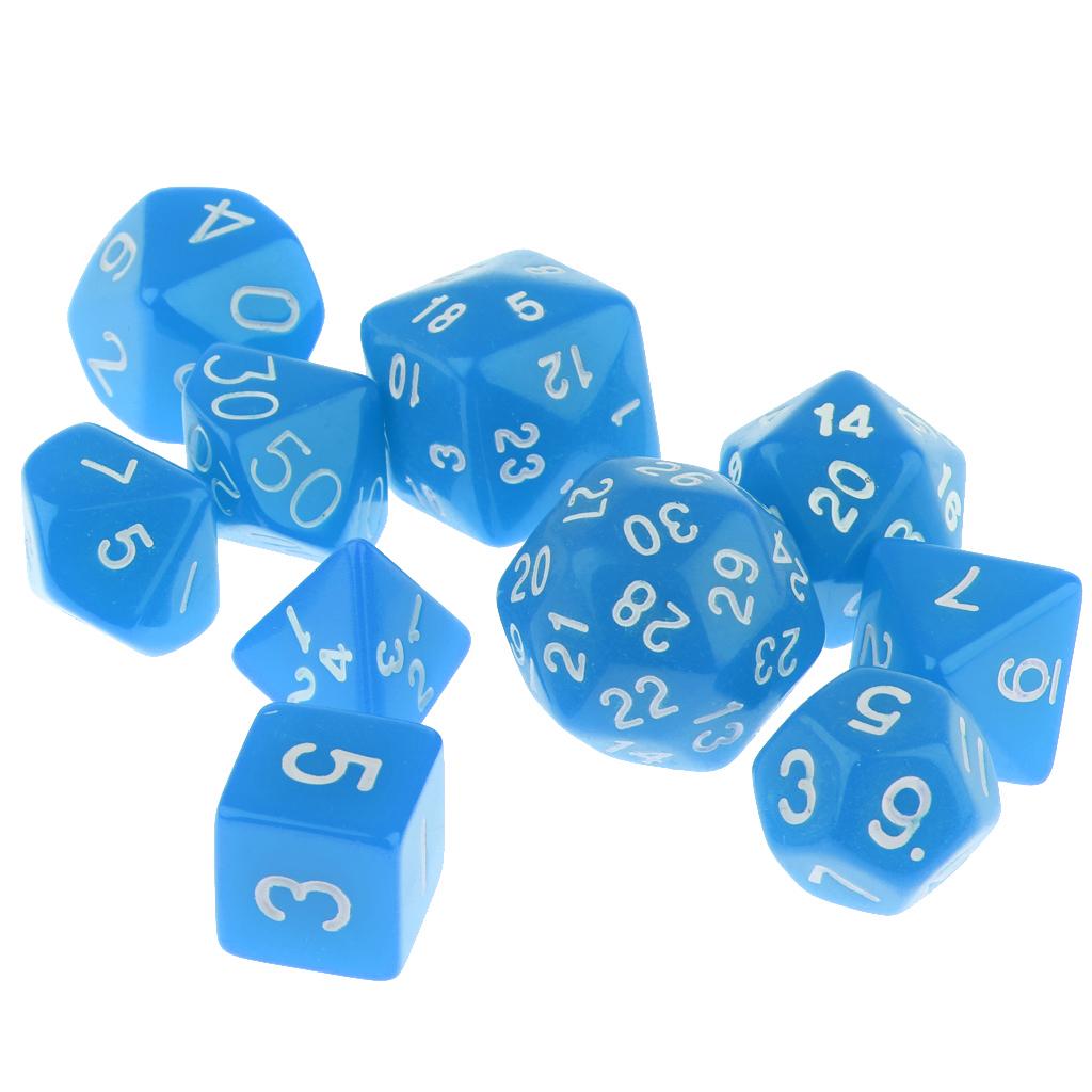 10 Stück Acryl s Set D mit Beutel Schwarz für Tischspiele, , DND RPG Gaming, Spielfertigkeits-Requisiten