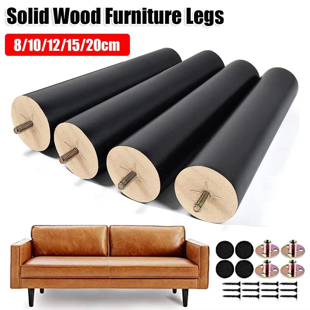 8/10/12/15/20cm New Solid Wood Furniture Legs Conical with Iron Sheet Chair Replacement Feet Universal Sofa Legs