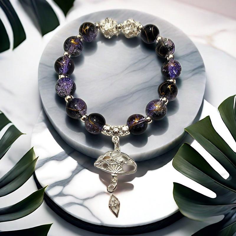 Super Fairy Forest Gradient Glass Bracelet - Chic Chinese Style Gift for Women and Best Friends, Lightweight Luxury Accessory