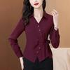 2025 Autumn Elegant Tie-Up Irregular Long Sleeve Slimming Top for Women