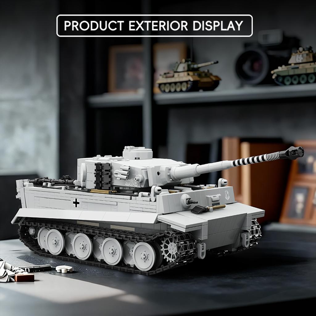 World War II Panzerkampfwagen VI “Tiger” S04 Assembly Scale Model Kit, Snow Camouflage Armored Vehicles, Boys Girls' Toy