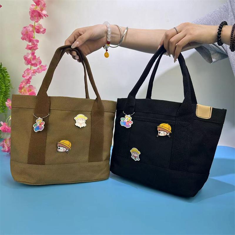 

модная холщовая сумка, маленькая сумочка, сумка для ланча, однотонная большая сумка, повседневная сумка на плечо для студента, офиса, работы, путешествий