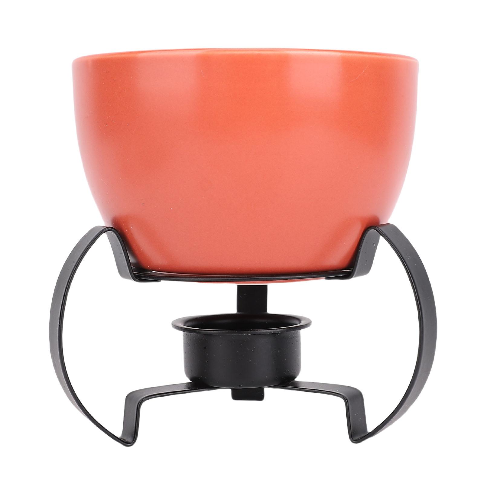 Фондюшница и вилки Металлическая подставка Керамический набор для фондю для плавления сыра, мороженого, шоколада оранжевый