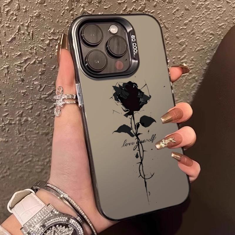 ins simple rose for Apple 15promax mobile phone case creative iPhone16E13 personality 14 women