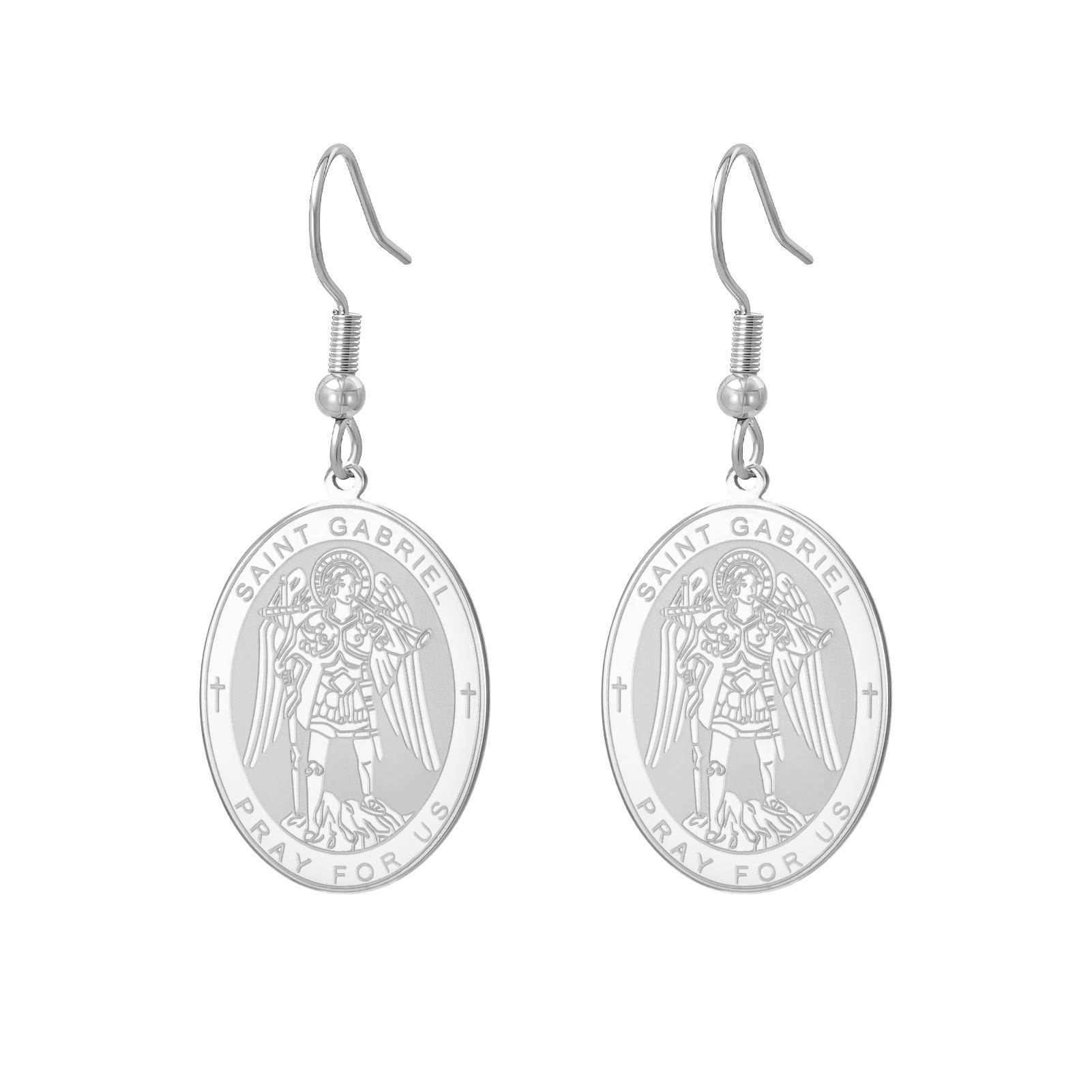 

LIKGREAT Archangel Gabriel Earrings Religious Stainless Steel Jewelry Messenger of God Annunciation Gift for Christian Catholic