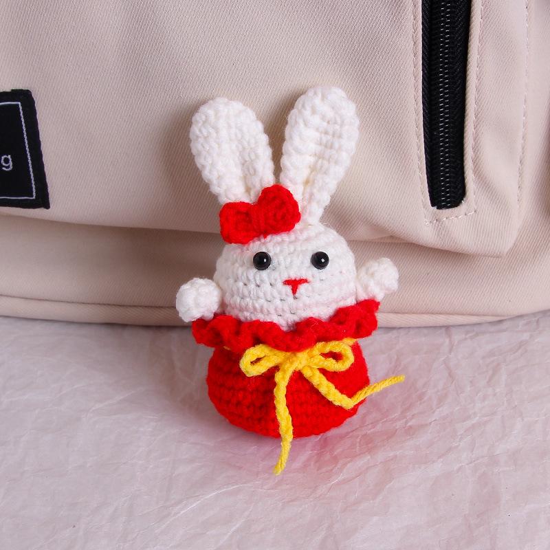 Charming Crochet Fruit Keychain: Persimmon & Strawberry Wool Pendants