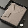 Men Autumn V Neck Merino Wool Knit Pullover Warm Solid Sweater