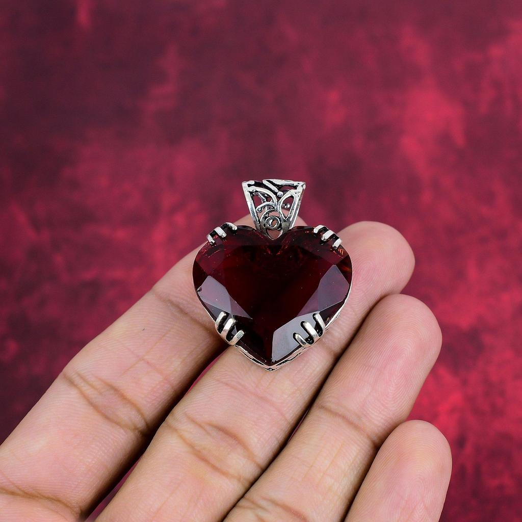 Šperky z červeného granátu, Přívěsek z masivního stříbra 925, Ručně vyráběný Přívěsek na šperky z drahokamů pro Memorial Day