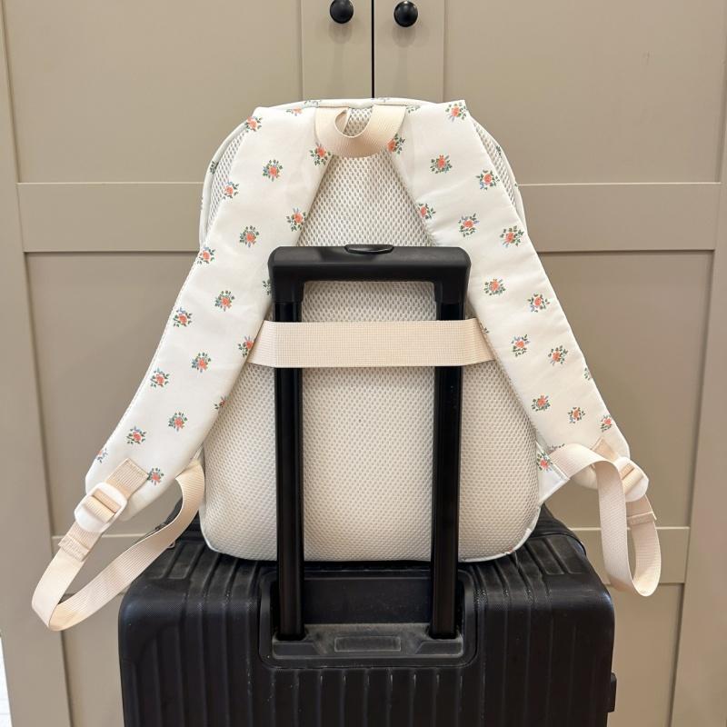 High Value Small Fresh Floral Girl Student Backpacks College Style Large Capacity Nylon Schoolbag College Students Teenagers Going Out Travel Rucksack