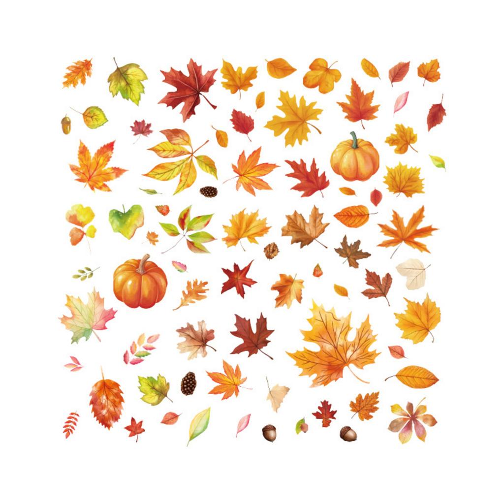 Herbst Static Fensterbilder und Wandaufkleber, Bunte Ahornblatt- und Kürbis-Kombination zur Dekoration