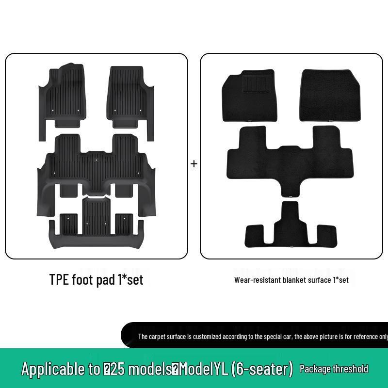 Tesla Model YL TPE Floor Mats with Full Coverage & Threshold Protection