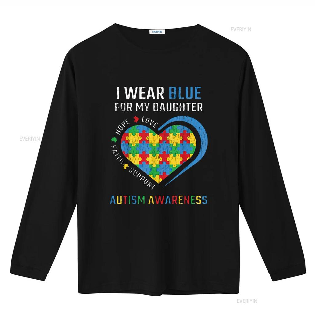 Womens Wear Blue For My Daughter Autistic Kids Autism Awareness Mom T Shirt Black 3X Large Vintage Washed Top For Everyday Wear