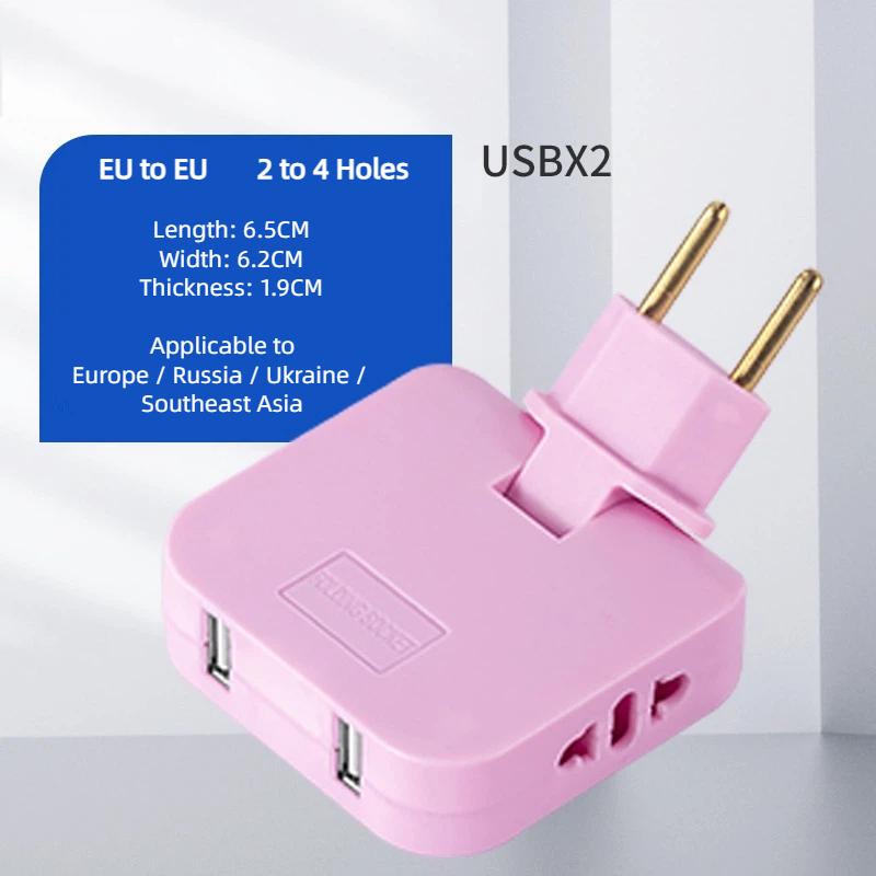 EU Plug 180° Rotatable Multi Outlet Adapter – Slim Travel Converter