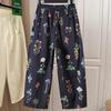 Women's Floral Print High-Waist Drawstring Capri Pants