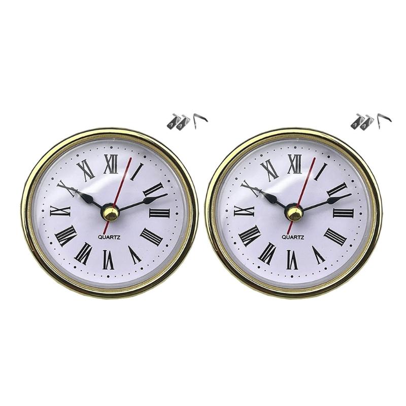 Round 65mm Round Clock Insert with White Face and Gold/Silver Trim for Home and Office Use