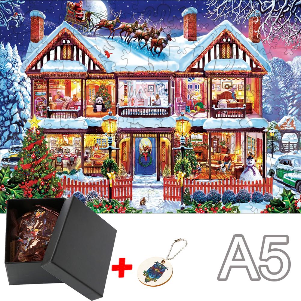 Christmas Wooden Puzzles for Adults Kids Craft Toys Intelligence Cube Learning & Education Building Blocks DIY Brain Teasers