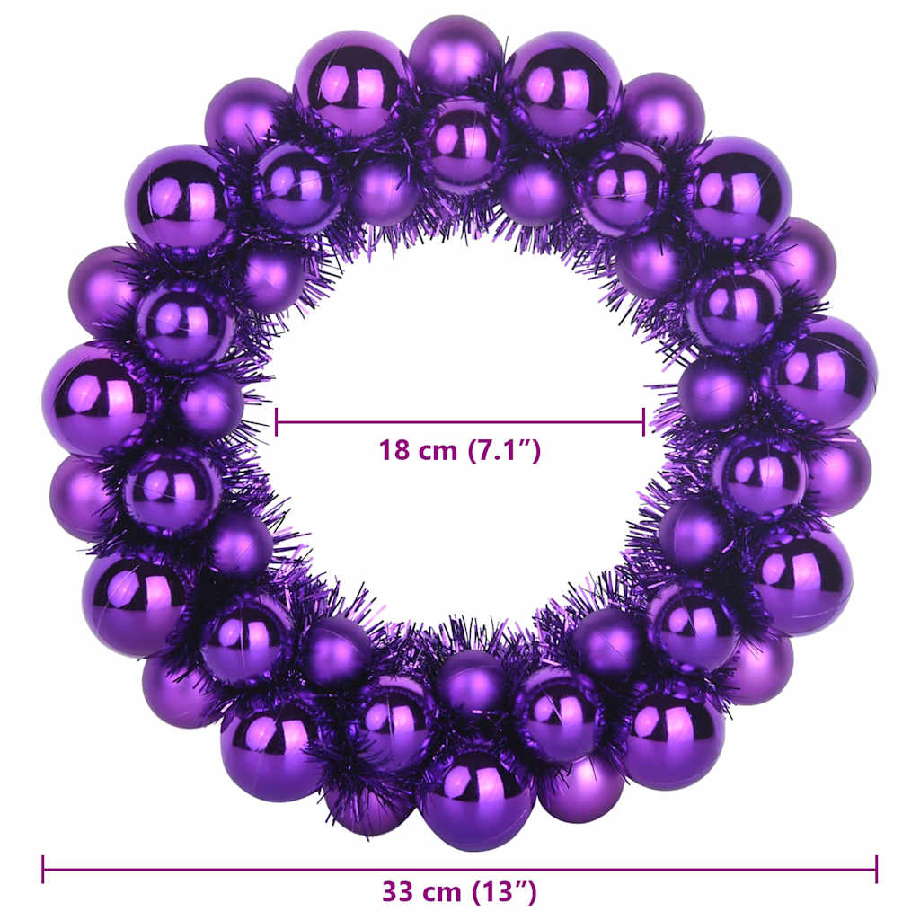 Christmas Ball Wreaths 2 pcs Purple 33 x 33 x 7 cm Polystyrene