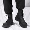 Martin Boots Men's New Spring Black Locomotive Tooling Boots High-top Soft Leather Waterproof Casual Leather Boots