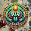 Stunning Ancient Egyptian Scarab Iron Wall Art 8x8 Inch Colorful Metal Home Decor