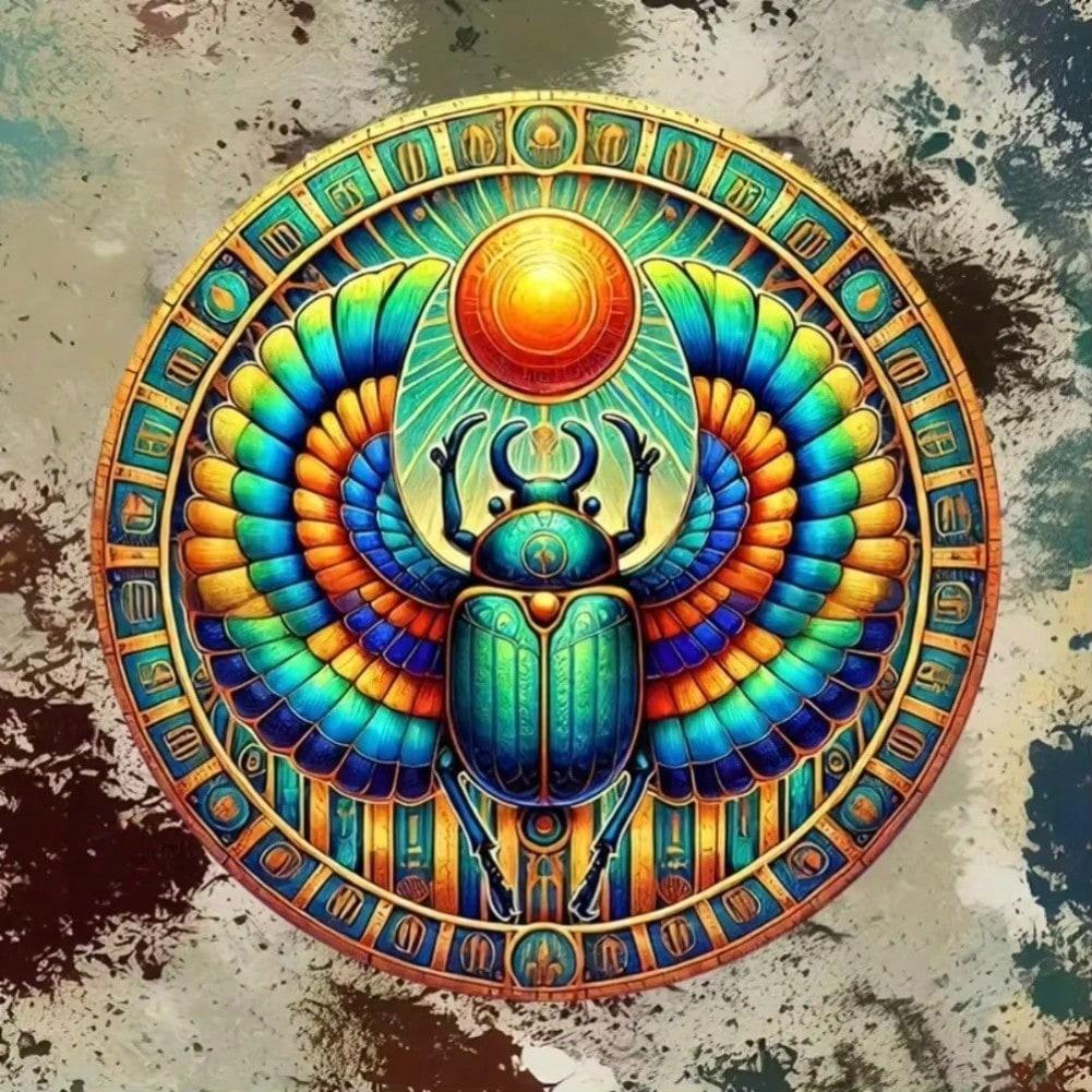 Stunning Ancient Egyptian Scarab Iron Wall Art 8x8 Inch Colorful Metal Home Decor