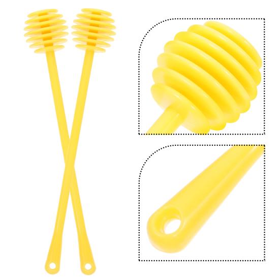 2Pcs Honey Mixing Stirrer Plastic Dipper Smooth Honey Comb Stick Spoon Grooved Honey Wand for Collecting Dispensing Drizzling Jam