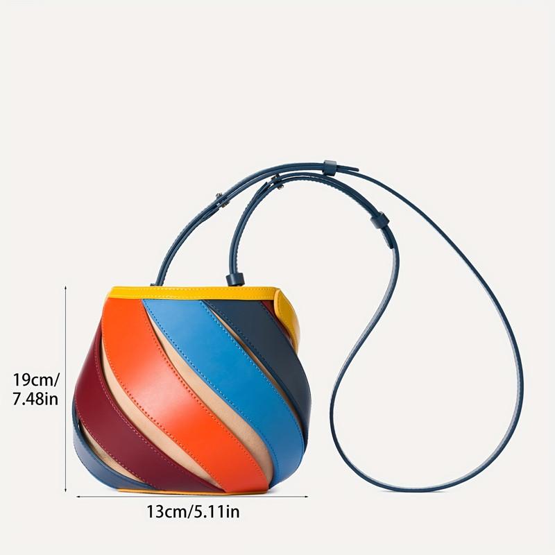 2025 Luxury Designer Handbag New Fashion Rainbow Design Geometric Hollow Out Bucket Tote Bag Cylindrical Shoulder Crossbody Bag
