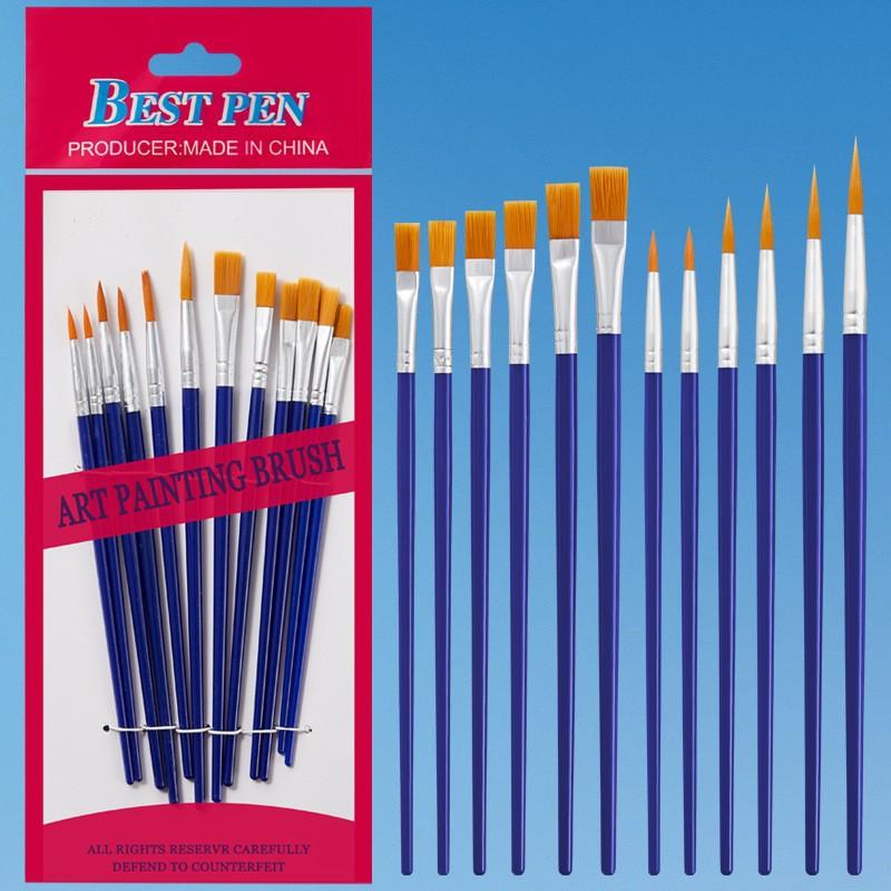 Zestaw 6/12 sztuk Pędzli Malarskich Dla Dzieci Akrylowych Z Płaskimi Okrągłymi Szpiczastymi Pędzlami Rzemieślniczymi Akwarelowymi Olejnymi