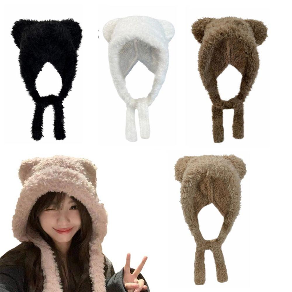 Soft Ear Protection Hat Korean Style Cute Cat Ear Hat Versatile Plush Pullover Hats Girls