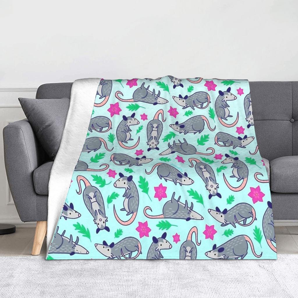 Starry Night Opossum Van Gogh Possum Funny Rodent Blankets Breathable Soft Throw Blanket for Bed Outdoor Plush Thin Quilt