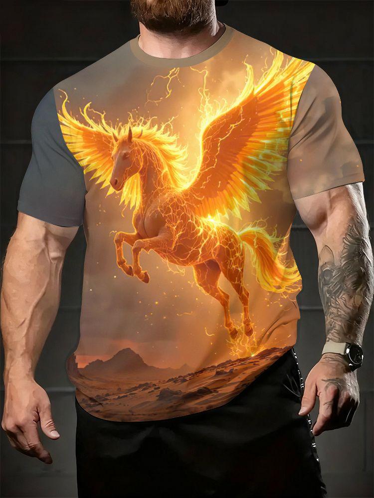 Summer Horse Animal 3D Printed T-shirt Men's Fashion Casual Short Sleeve Top Street Harajuku Casual Comfortable O-neck Clothing