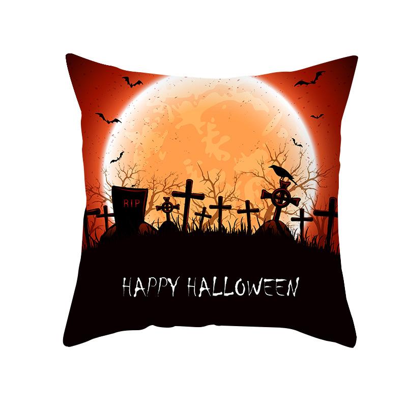 Dark Castle Halloween Cartoon Cat Digital Printing Short Plush Pillow Covers For Car Sofa Office Cushion Cover Home Goods